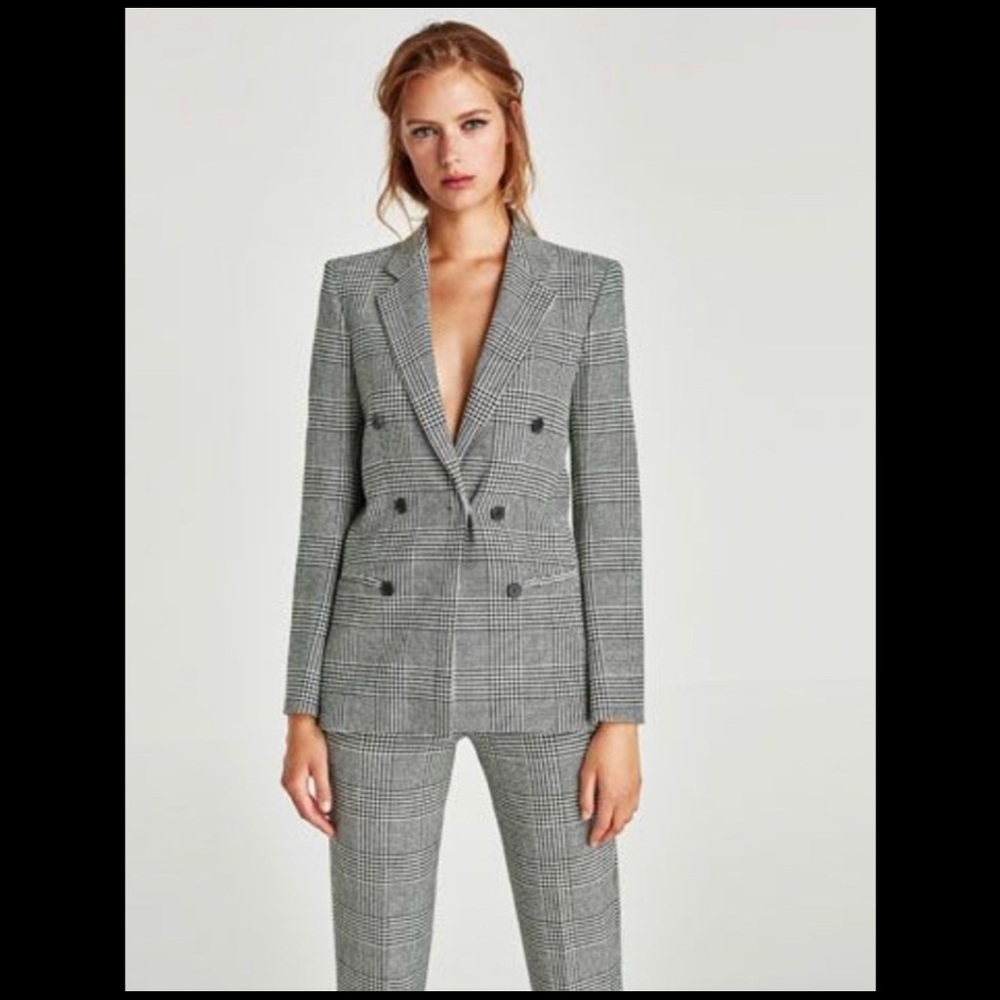 Zara Checked Double-Breasted Jacket - image 3